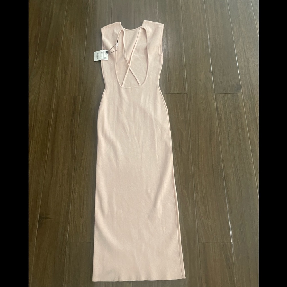 Zara peach knitted back open dress